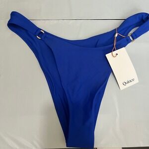 New Quince Italian High-Leg Ring Bikini Bottom Electric Blue Medium